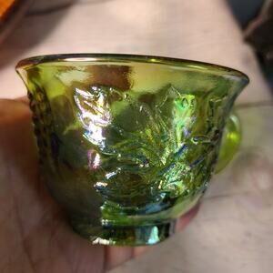 Indiana Glass Princess Green Carnival Glass Punch Cups Set of 4 Harvest Grape‎